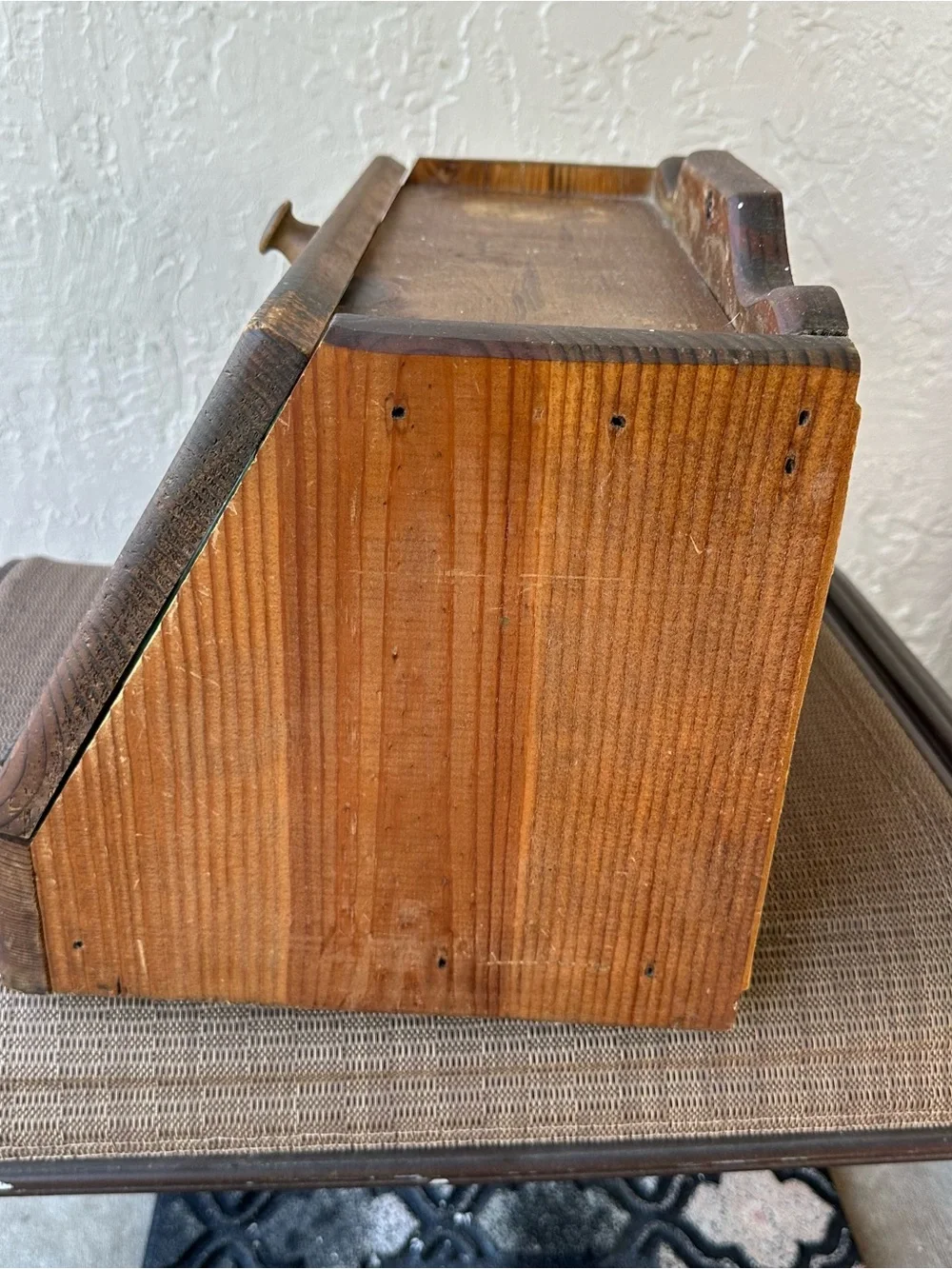 Vintage Wood Bread Box Glass Door Farmhouse Cottagecore Kitchen